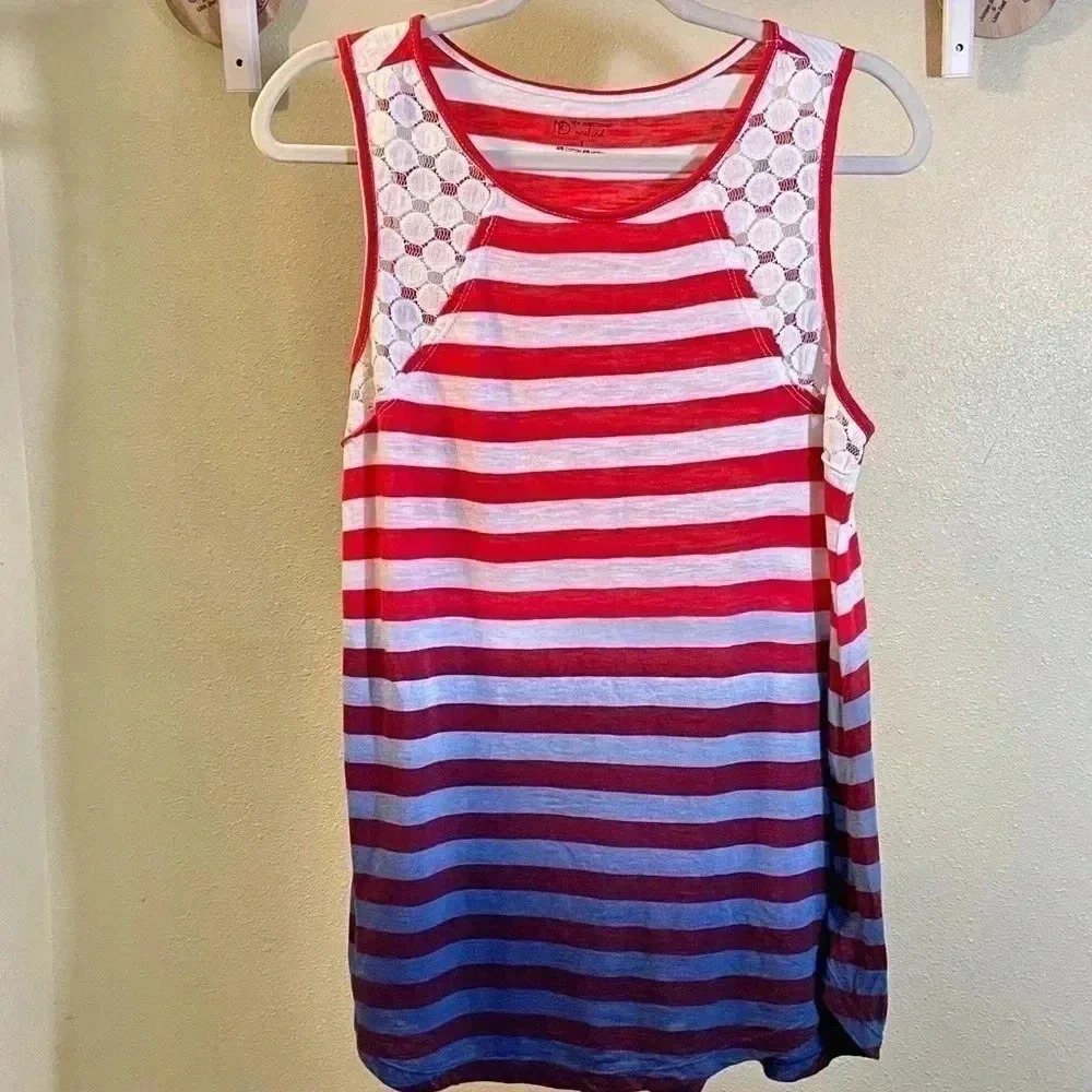 New Directions Women Weekend USA Swing Tank Top Blouse Shirt Cotton Modal Sz S